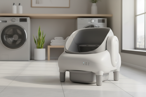 Automatic Cleaning Cat Litter Box in modern home setting